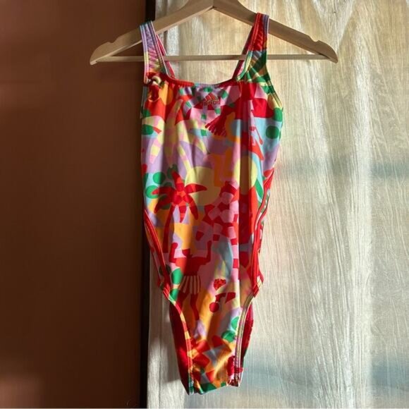Adidas x Farm Rio Pearl Citrine One Piece Swimsuit Bathing Suit NWT Size 2 - Picture 2 of 6